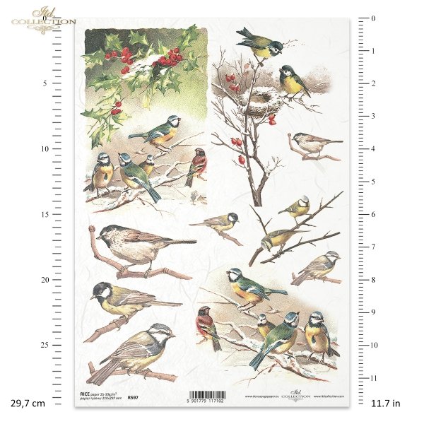 ptak, ptaszek, ptaszki, zima, śnieg, ostrokrzew, dekoracje na Boże Narodzenie, bożonarodzeniowe motywy, ptasie gniazdo, sikorki, R597, bird, bird's nest, winter, snow, holly, christmas decorations, christmas motifs, Vogel, Vögelchen, Winter, Schnee, Stec