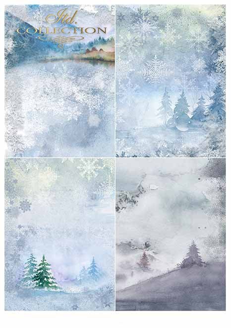 Papiery do scrapbookingu w zestawach - zima*Papers for scrapbooking in sets - winter