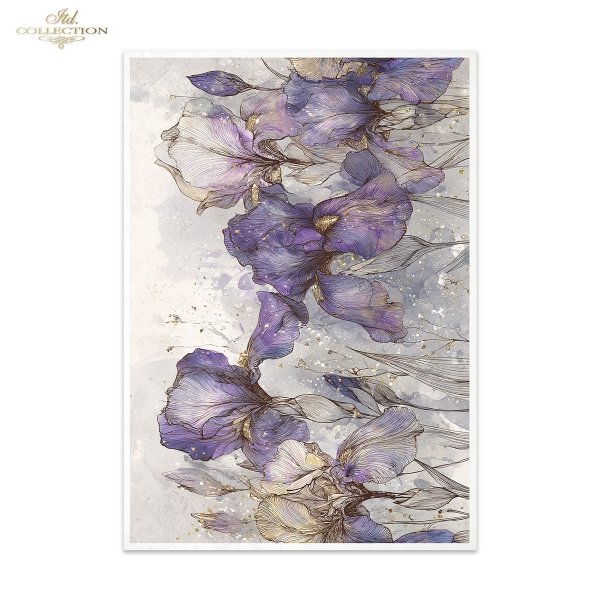 Papier decoupage morwowy FPA3021, dekoracyjne wzory, motywy kwiatowe, bukiet kwiatów, Ogród Muz, Garden of Muses * Mulberry decoupage paper FPA3021, decorative patterns, floral motifs, bouquet of flowers, Garden of Muses *Seria Garden of Muses