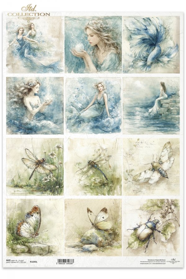 Akwarele, syreny, ryby, woda, fantazja, ocean, morze*Watercolors, mermaids, fish, water, fantasy, ocean, seaAkwarele, owady, ważka, motyl, chrząszcz, botaniczne, natura, ziemia*Watercolors, insects, dragonfly, butterfly, beetle, botanical, nature, earth