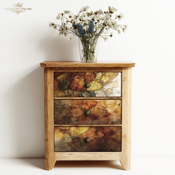 Papier decoupage morwowy FPA3022, Gemstones - bursztyn, inkluzje, kamienie ozdobne, minerały, żywica, tryptyk, dekoracja * amber, inclusions, decorative stones, minerals, resin, triptych, decoration