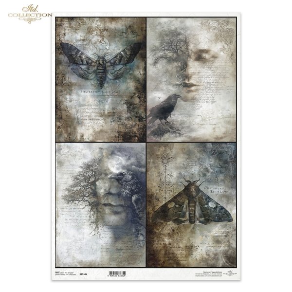 ludzkie twarze, ćmy trupie główki, kruki, nagie drzewa, gotyk, secesja, vintage, melancholia, fantasy*human faces, moths, skulls, ravens, bare trees, Gothic, Art Nouveau, vintage, melancholy, fantasy