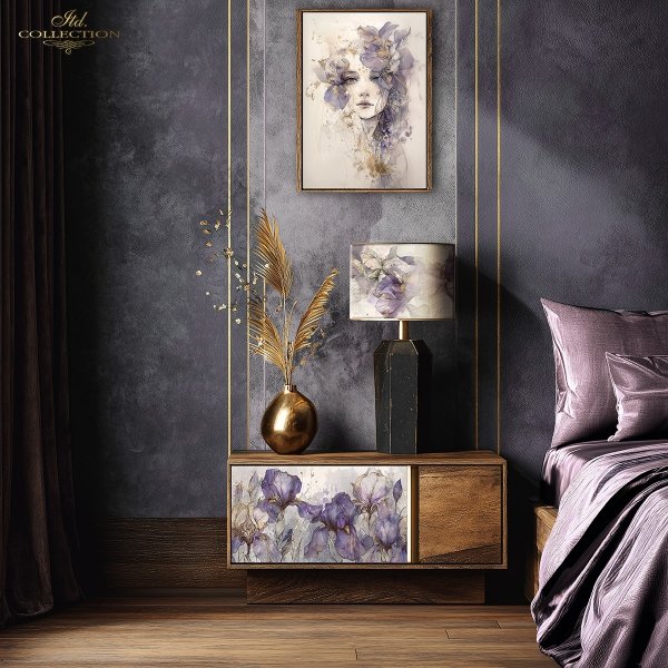 Papier decoupage morwowy FPA3021, dekoracyjne wzory, motywy kwiatowe, bukiet kwiatów, Ogród Muz, Garden of Muses * Mulberry decoupage paper FPA3021, decorative patterns, floral motifs, bouquet of flowers, Garden of Muses *Seria Garden of Muses