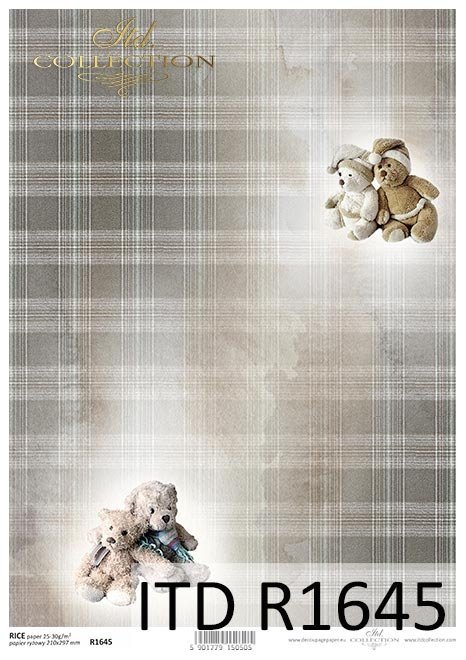 Fondo navideño, ositos de peluche, peluches, cuadros beige y marrón*Weihnachtshintergrund, Teddybären, Plüschspielwaren, beige und brauner Scheck