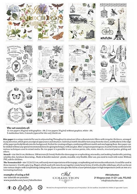 Zestaw kreatywny na papierze ryżowym - Art Journal zestaw Prowansja*Creative set on rice paper - Art Journal set Provence