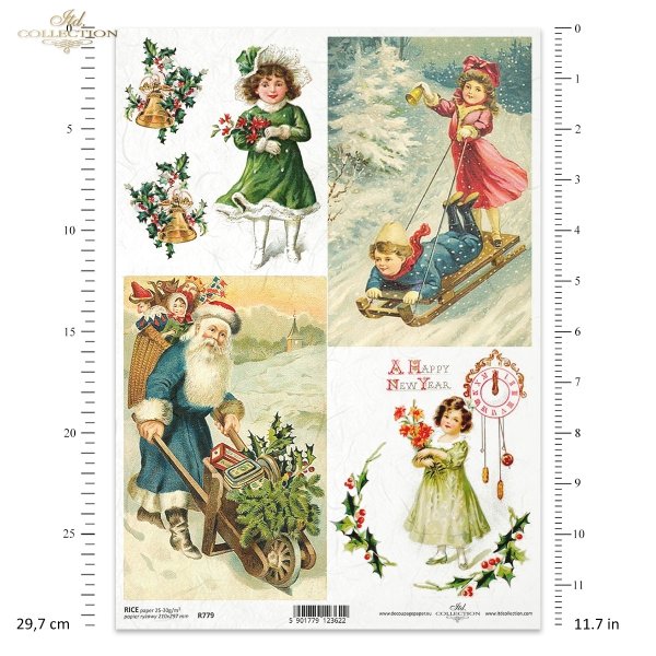 Boże Narodzenie, świąteczne dekoracje, retro, vintage, Mikołaj, prezenty, zabawki, dziecko, dzieci, choinka, Nowy Rok, zegar, sanki, zima, dzwonki świąteczne, zabawa na śniegu, R779, Christmas, Christmas decorations, retro, Santa Claus, presents, toys, ch