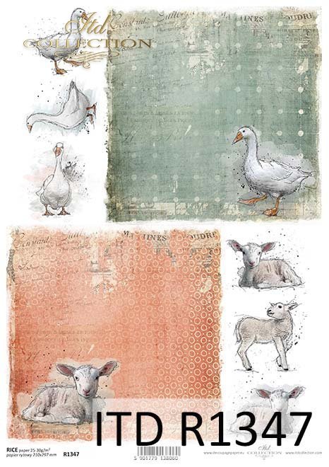 papier ryżowy decoupage Wielkanoc, gęsi, baranki*rice decoupage paper Easter, goose, lambs