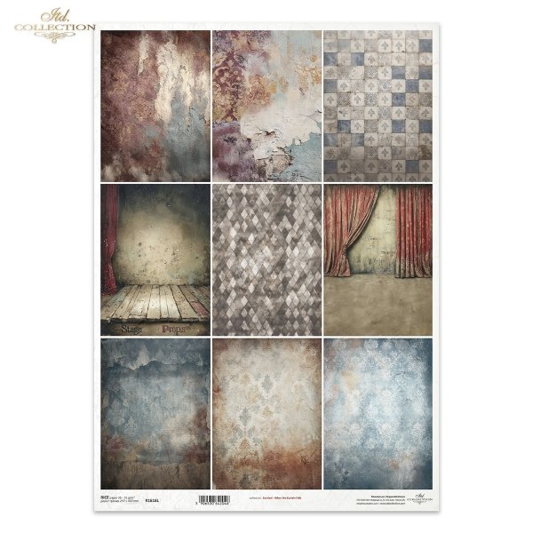 Carnival - When the Curtain Falls * Karnawał, harlekin, teatr, kurtyna, scena, stare deski, romby, vintage, zniszczona tapeta, tekstura, maskarada*Carnival, harlequin, theater, curtain, stage, old planks, diamonds, vintage, distressed wallpaper, texture, 