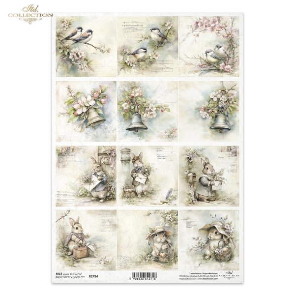 Wielkanoc, zając, królik, vintage, retro, akwarela, wiosna, sielski, wiejski, ilustracja, zwierzęta, kwiaty*Easter, hare, rabbit, vintage, retro, watercolor, spring, idyllic, rustic, illustration, animals, flowers