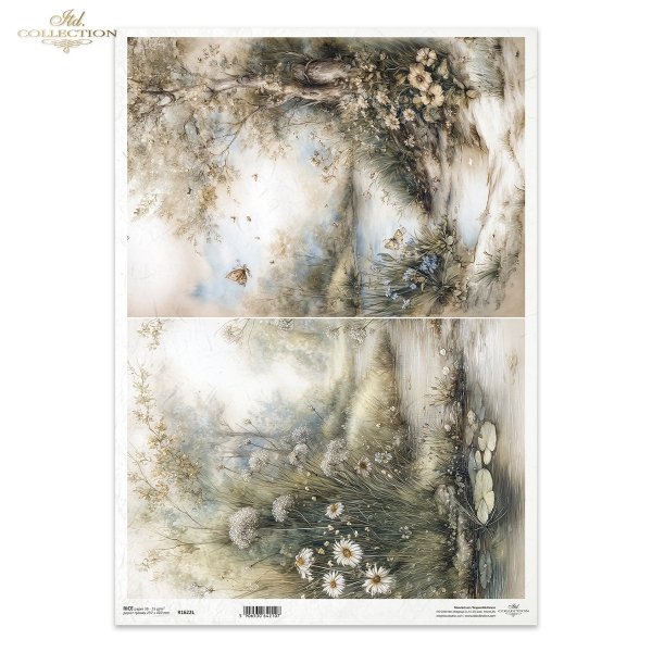 Sielanka, akwarela, natura, las, łąka, kwiaty polne*Idyllic, watercolor, nature, forest, meadow, wildflowers