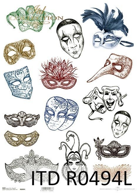 Máscaras de carnaval, Pierrot, máscara veneciana, carnaval*Karnevalsmasken, Pierrot, Venezianische Maske, Karneval*Карнавальные маски, Пьеро, Венецианская маска, Карнавальные