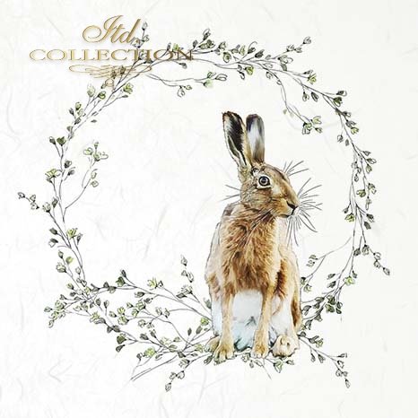 zające z roślinnymi wieńcami*hares with floral wreaths*Hasen mit Blumenkränzen*liebres con coronas de flores