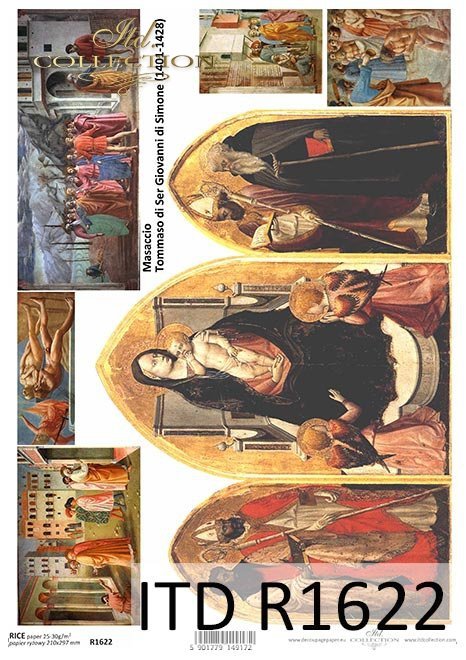 Reispapier mit Ikonen, religiöse Bilder - Masaccio*Reispapier mit Ikonen, religiöse Bilder - Masaccio*Рисовая бумага с иконами, религиозные изображения - Масаччо
