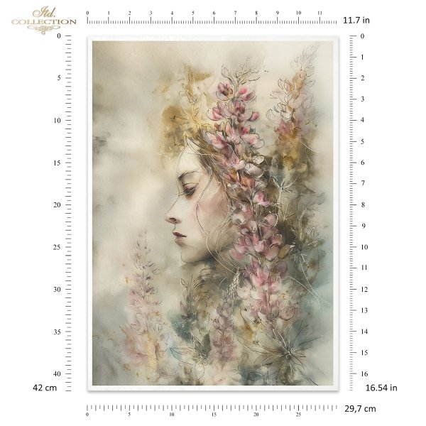 Papier decoupage morwowy FPA3018, dekoracyjne wzory, motywy kwiatowe, bukiet kwiatów, Ogród Muz, Garden of Muses * Mulberry decoupage paper FPA3018, decorative patterns, floral motifs, bouquet of flowers, Garden of Muses *Seria Garden of Muses