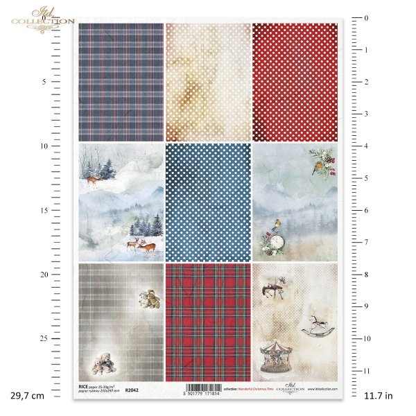 Wonderful Christmas Time series, winter, backgrounds, check, colourful, checkered, dots, polka dots, gifts, toys, teddy bear, teddy bears, carousel, rocking horse, birds, winter animals, miniatures, miniature