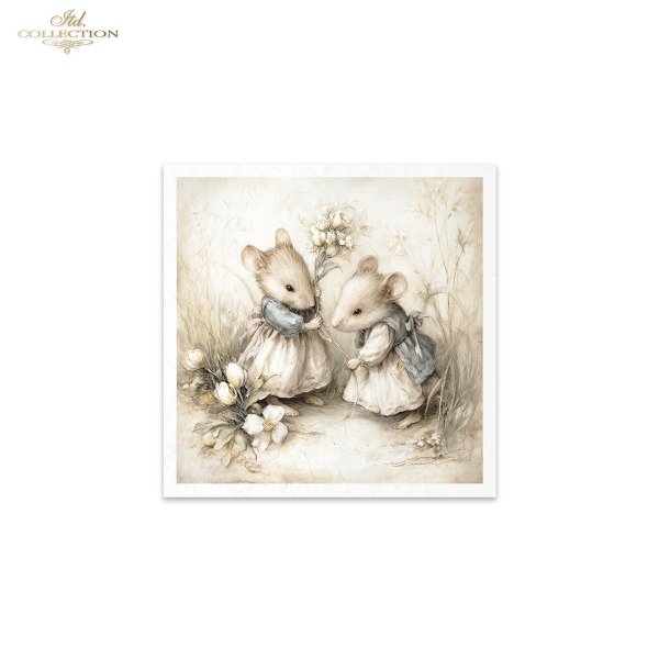 Myszki, sielanka, akwarela, retro, las, natura*Mice, idyll, watercolour, retro, forest, nature*Mäuse, Idylle, Aquarell, Retro, Wald, Natur*Ratones, idilio, acuarela, retro, bosque, naturaleza