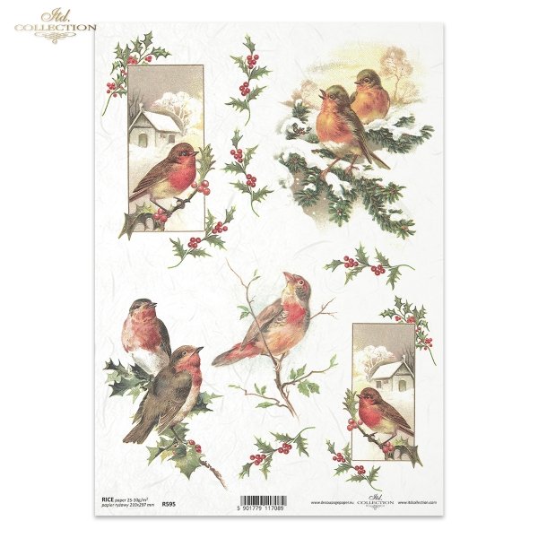 ptak, ptaszek, ptaszki, zima, śnieg, ostrokrzew, dekoracje na Boże Narodzenie, bożonarodzeniowe motywy, R595, bird, winter, snow, holly, christmas decorations, christmas motifs, Vogel, Vögelchen, Winter, Schnee, Stechpalme, Weihnachtsdekoration, Weihnacht
