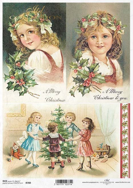 zimowa noc, świąteczne stroiki, Boże Narodzenie, świąteczne dekoracje, retro, vintage, dziecko, dzieci, ostrokrzew, choinka, zimowy obrazek, prezenty, R788, winter night, christmas decorations, retro, vintage, child, children, holly, Christmas tree, winte