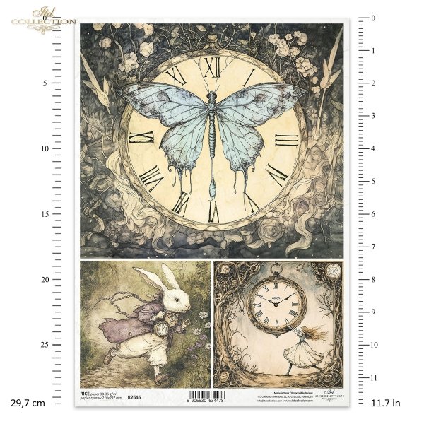 motyl, ćma na zegarze, Bialy Królik, zegar, Alicja, dziewczynka trzymająca zegar*butterfly, moth on clock, White Rabbit, clock, Alice, girl holding clock*Schmetterling, Motte auf Uhr, Weißes Kaninchen, Uhr, Alice, Mädchen hält Uhr*mariposa, polilla en rel