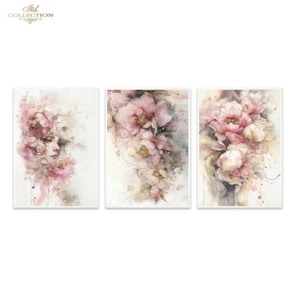 Papier decoupage morwowy FPA3016, dekoracyjne wzory, motywy kwiatowe, bukiet kwiatów, Ogród Muz, Garden of Muses * Mulberry decoupage paper FPA3016, decorative patterns, floral motifs, bouquet of flowers, Garden of Muses *Seria Garden of Muses