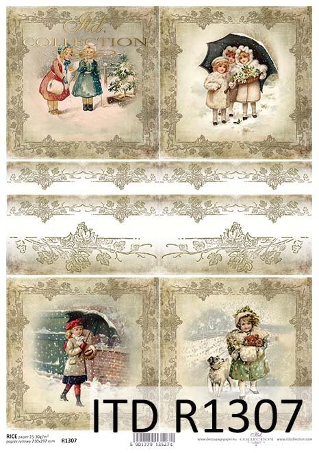 Papier decoupage Vintage, Boże Narodzenie, koronki*Vintage, Christmas, lace*Vintage, Weihnachten, Spitze*Vintage, Navidad, encaje*Винтаж, Рождество, кружева