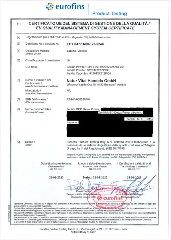ZeolithMED ® 200 kapsułek Ultradrobny Mikronizowany Zeolit Detox Lawa Wulkaniczna
