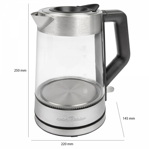 Czajnik elektryczny szklany 1,7L ProfiCook PC-WKS 1190 G