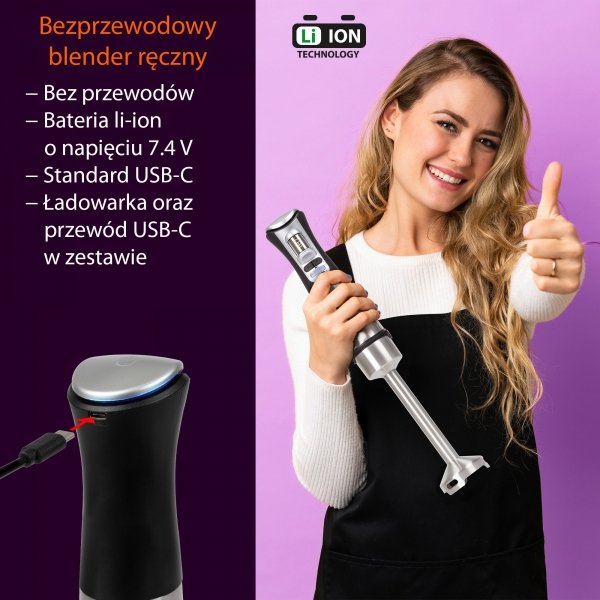 Bezprzewodowy blender ręczny, mikser ProfiCook PC-SM 1237 A
