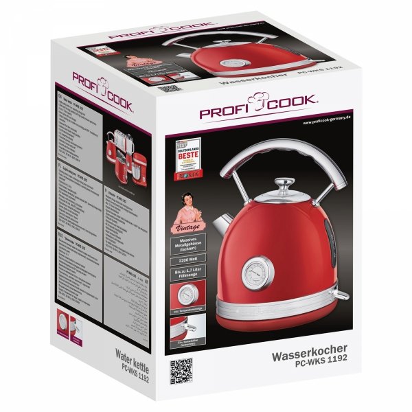 Czajnik elektryczny 1,7L ProfiCook PC-WKS 1192  Czerwony