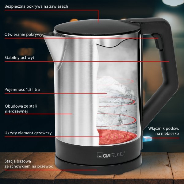 Czajnik elektryczny bezprzewodowy 1,5L Bomann WKS 3002 CB (czarny)