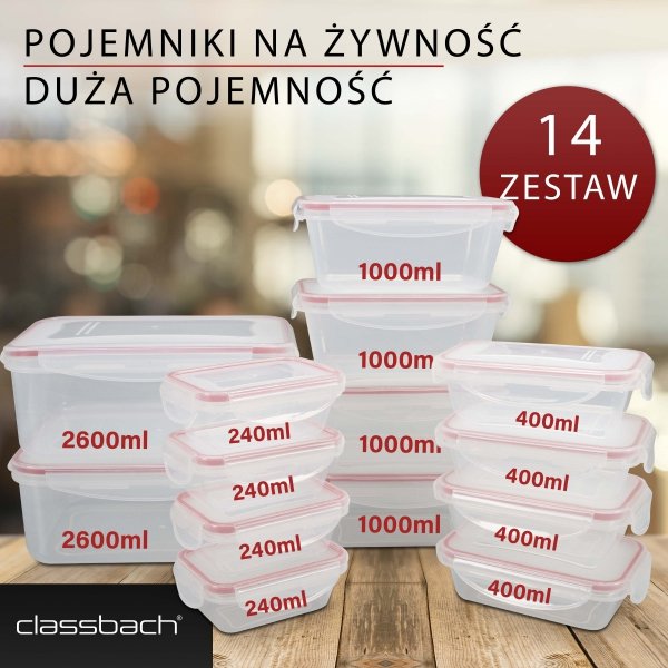 Pojemniki do przechowywania żywności 14x Classbach C-FHD 4009 K