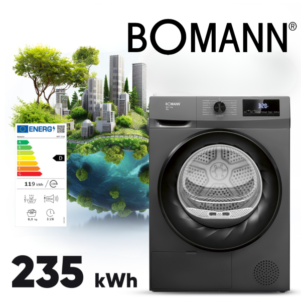 Suszarka bębnowa z pompą ciepła Bomann WPT 7154 (antracyt)