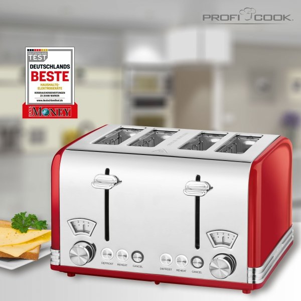 Toster na 4 kromki ProfiCook PC-TA 1194 czerwony