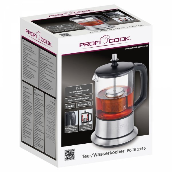 Czajnik elektryczny szklany do herbaty 2w1 elektryczny zaparzacz ProfiCook PC-TK 1165