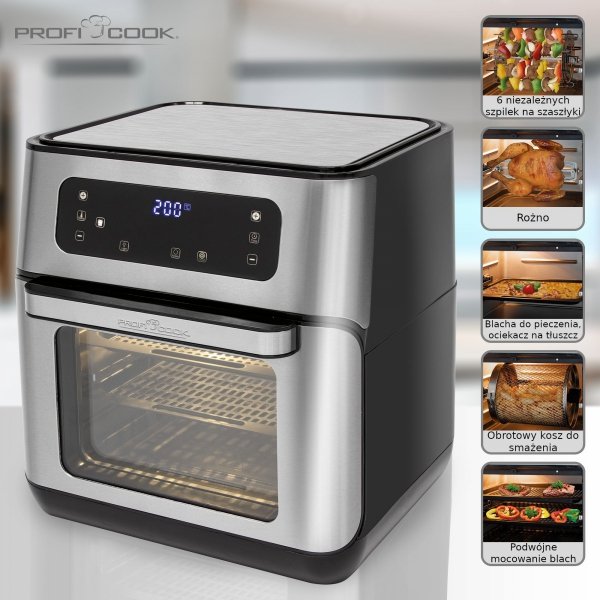 Beztłuszczowa frytkownica, minipiekarnik, grill elektryczny 3w1 ProfiCook PC-FR 1200 H