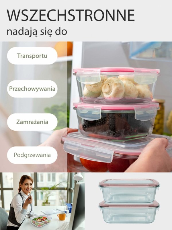 Szklane pojemniki do przechowywania żywności 9x Classbach C-FHD 4011 G