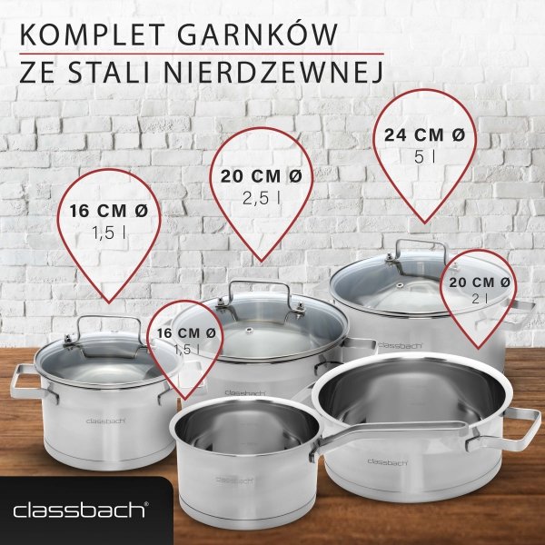 Zestaw garnków 6 elementów Classbach C-KTS 4015