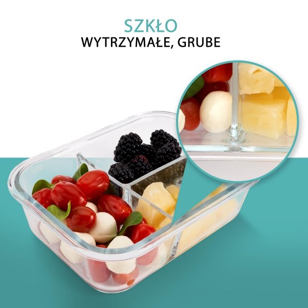 Szklane pojemniki z przegródkami 3x Classbach C-FHDM 4021 G
