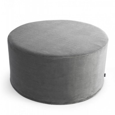 Large grey velvet pouffe 60x30