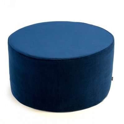 Large navy blue velvet pouffe 60x30