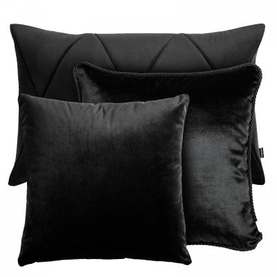 Czarny zestaw poduszek dekoracyjnych Velvet + Glamour