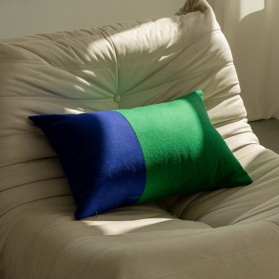 Split wełniana zielona poduszka dekoracyjna 60x40