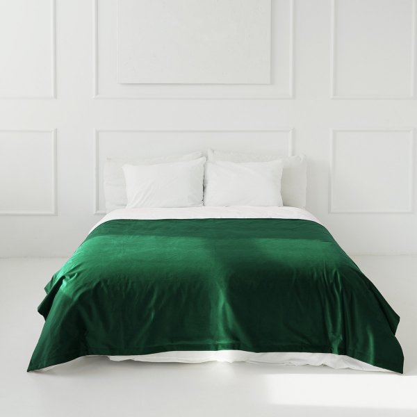 Dark Green Bedspread 220x140 Velvet