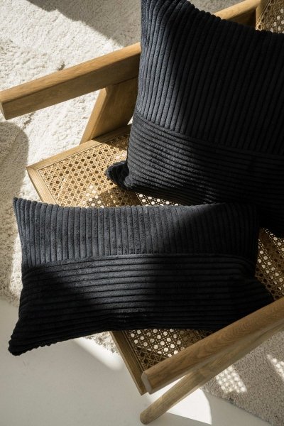 Cord Slim Black Decorative Pillow 50x30