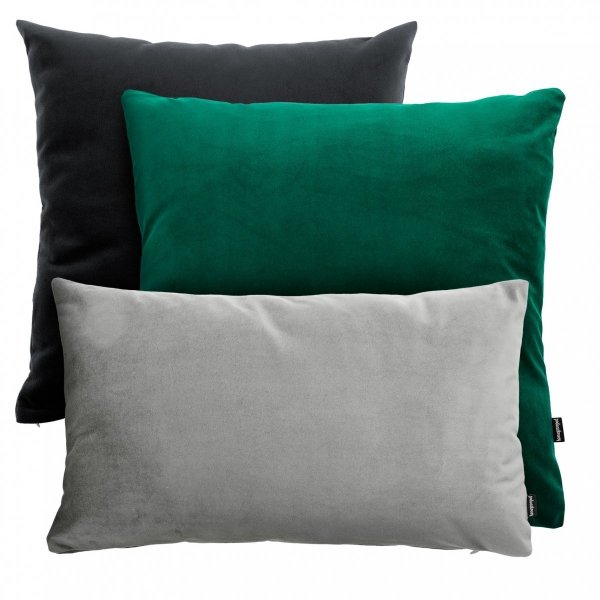 Zielono-czarno-szary zestaw poduszek Velvet