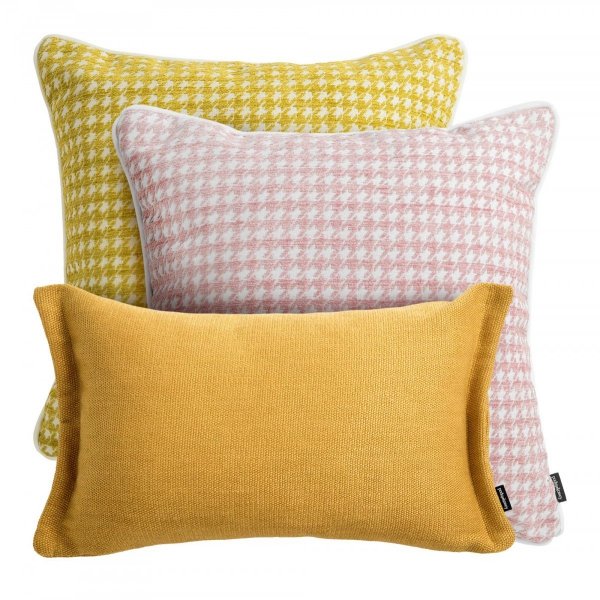Żółto różowy zestaw poduszek dekoracyjnych Pepitka