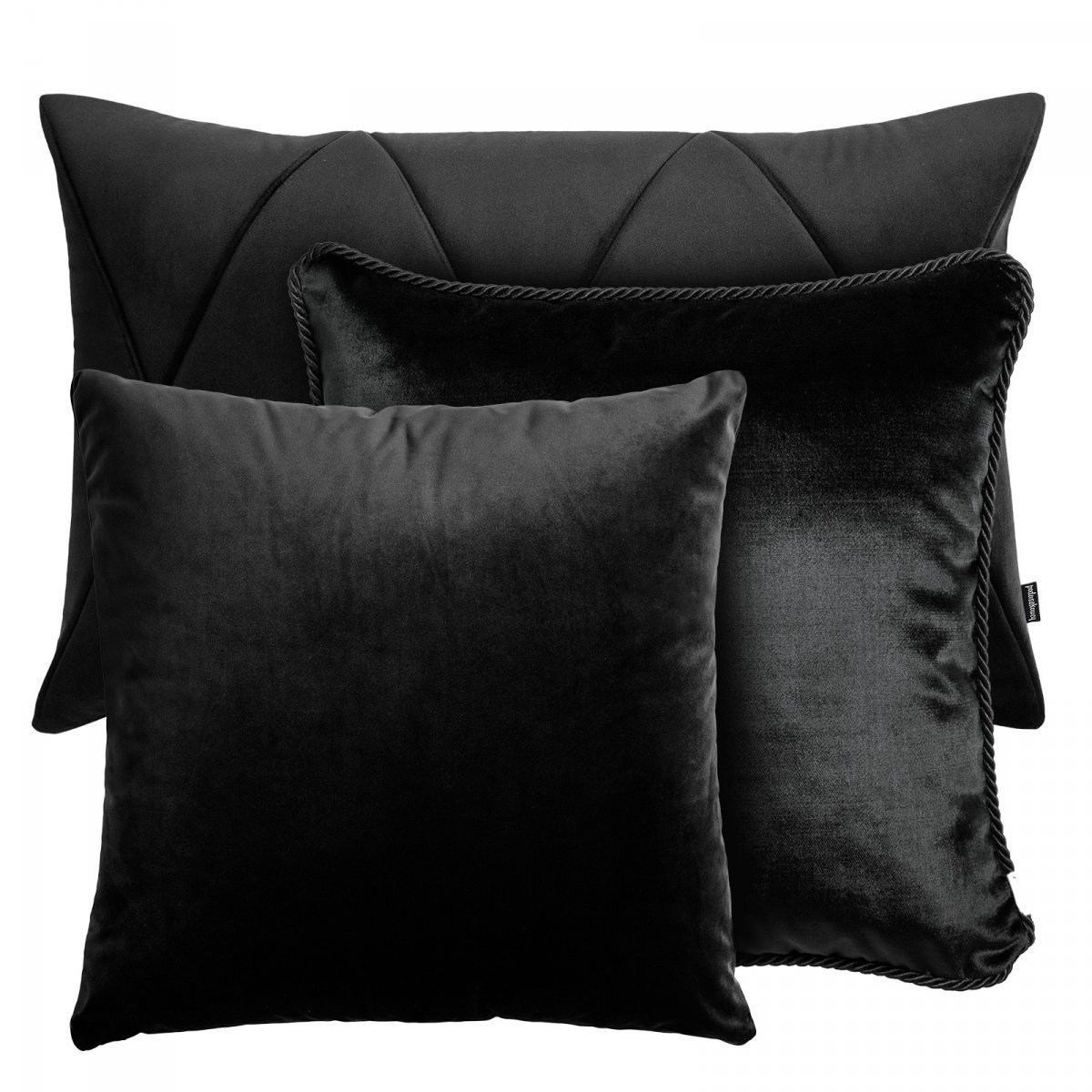 Schwarzes Set dekorativer Kissen Velvet + Glamour