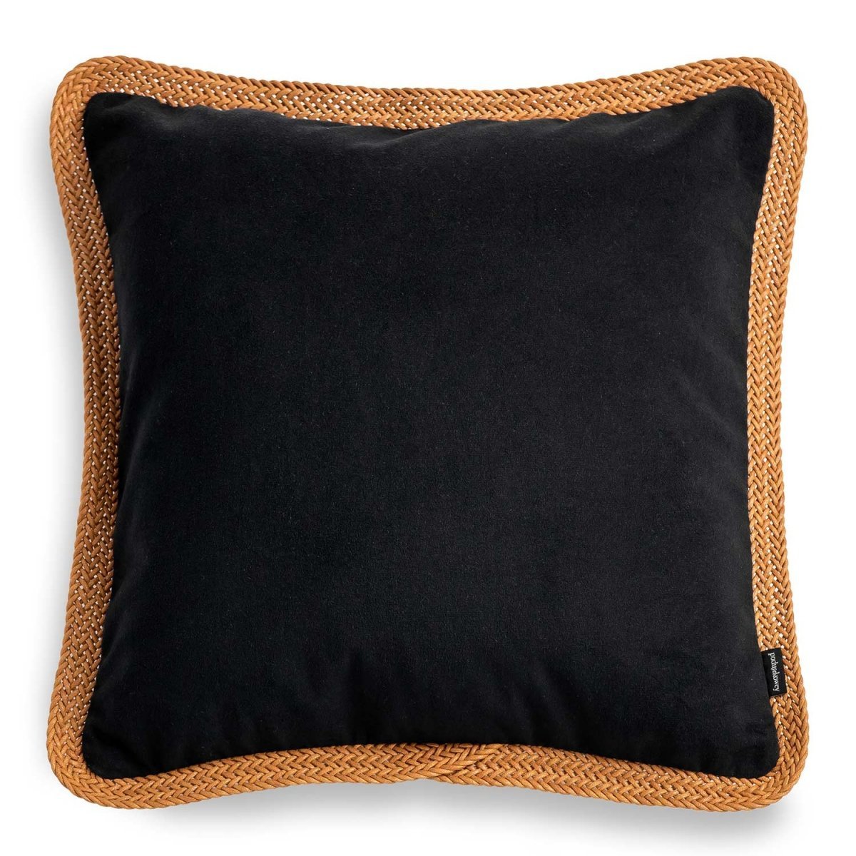 Tesse Black Decorative Cushion with Red Braiding 45x45