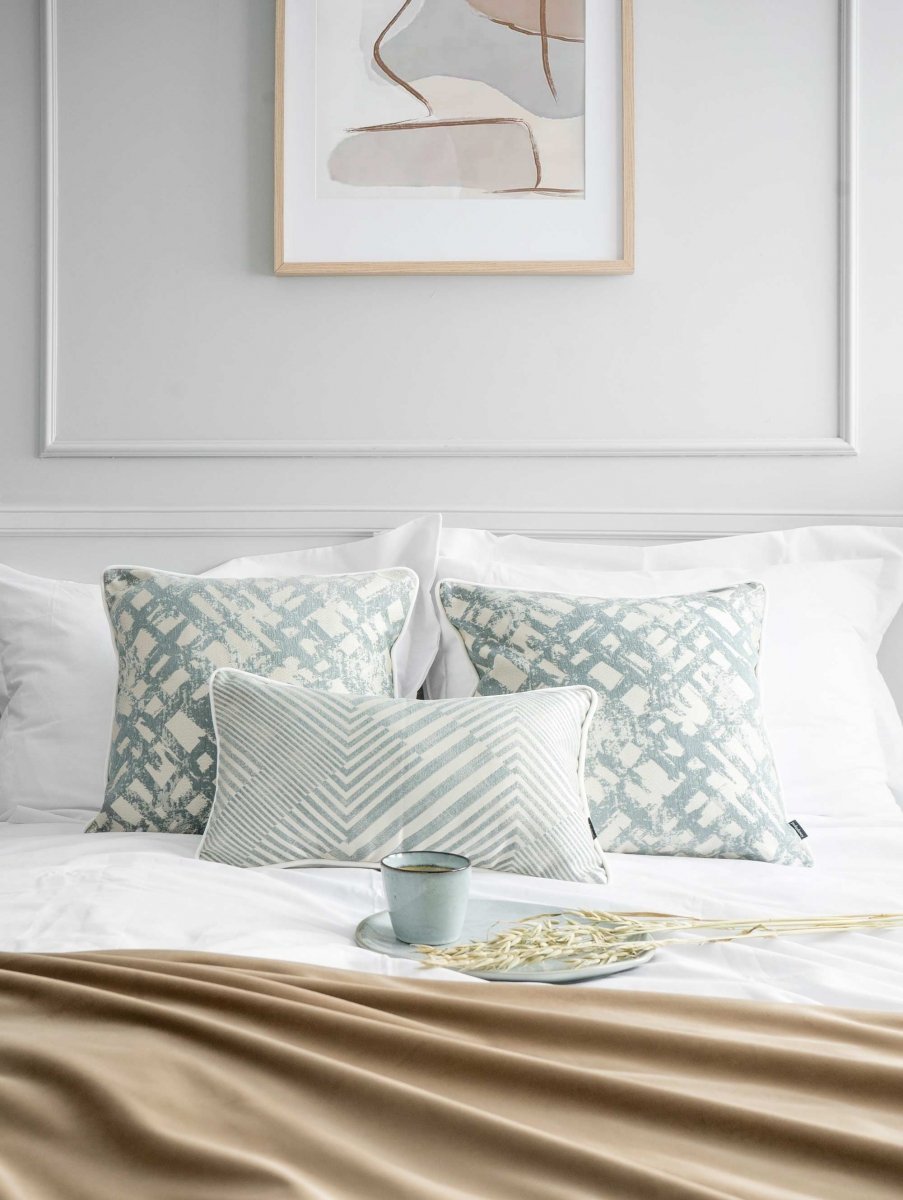 Miętowy zestaw 3 poduszek dekoracyjnych do sypialni 