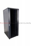 Szafa RACK 19 stojąca 24U 600x600 drzwi blacha/szkło, czarna